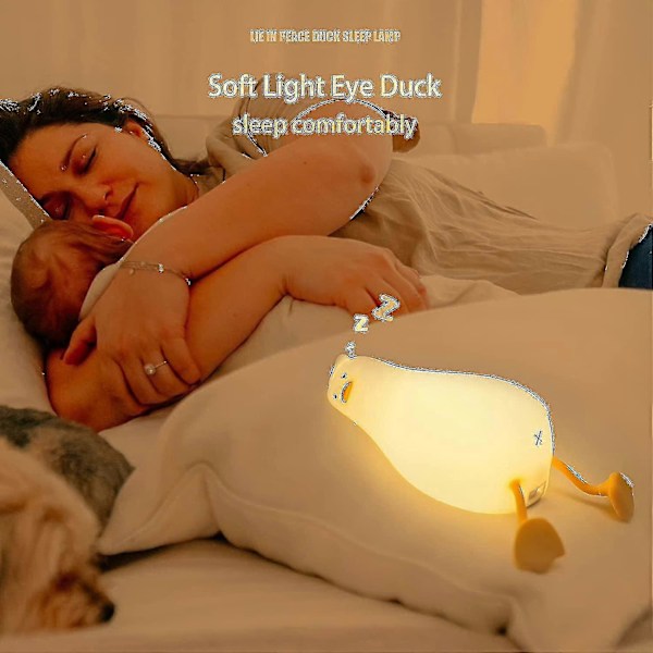 Liggende Flad And Natlampe, LED Squishy Andelampe, Sød-XinHan
