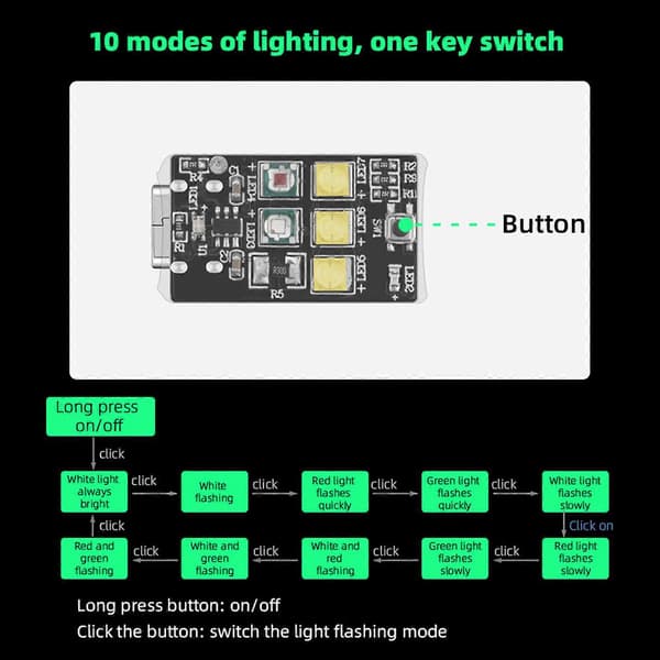Strobelys Signalvarsellys LED-indikatorlys LED-lampe for Mini 3 Pro/Mini 2