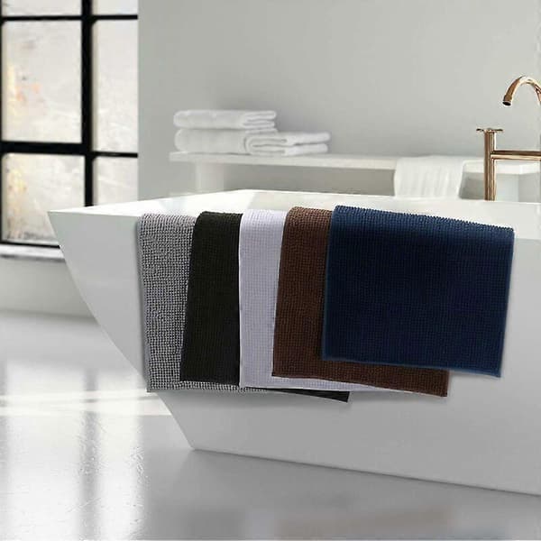 Absorberende Sklisikkert Badematte 80cm x 50cm Chenille Mikrofiber Dusjmatte for Bad, Grå