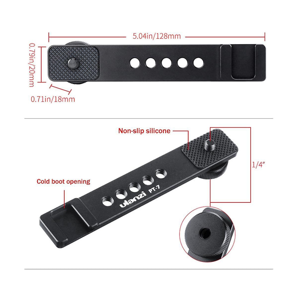 Pt-7 Cold Bracket Extension Bar Videofäste med 1/4 skruvgränssnitt för -enkel mikrofon