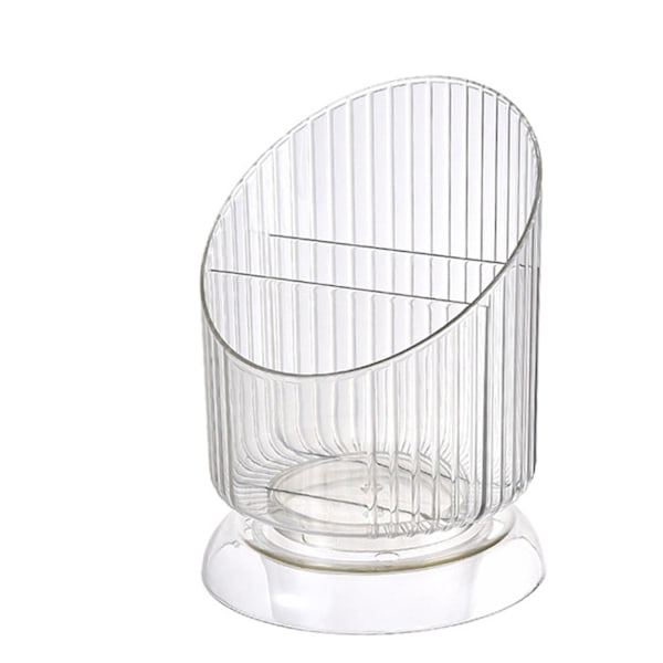 Makeup børsteholder organizer plastik transparent rund makeup børste opbevaringsholder kop til pen blyant hvid fri størrelse