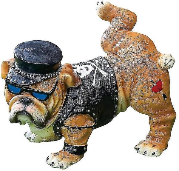 Morsom Bulldog-statue som tisser, hagepynt, 1 stk