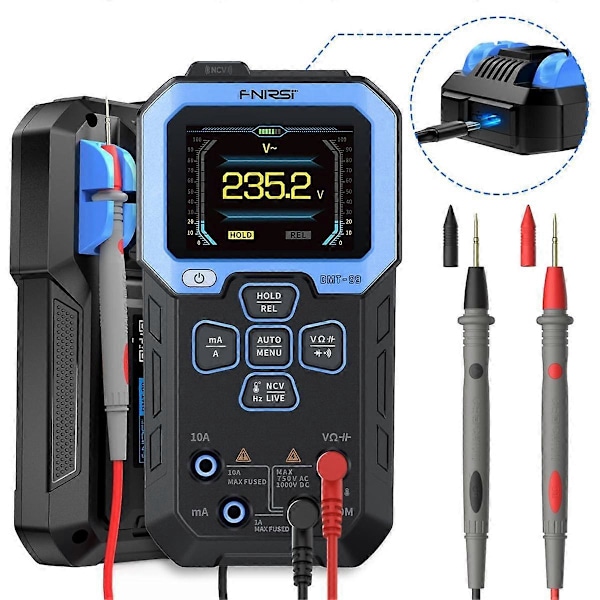FNIRSIDigital Multimeter 999 Tællinger TRMS, NCV Spænding Strøm Modstand Diode Kapacitans Frekvens Temperatur