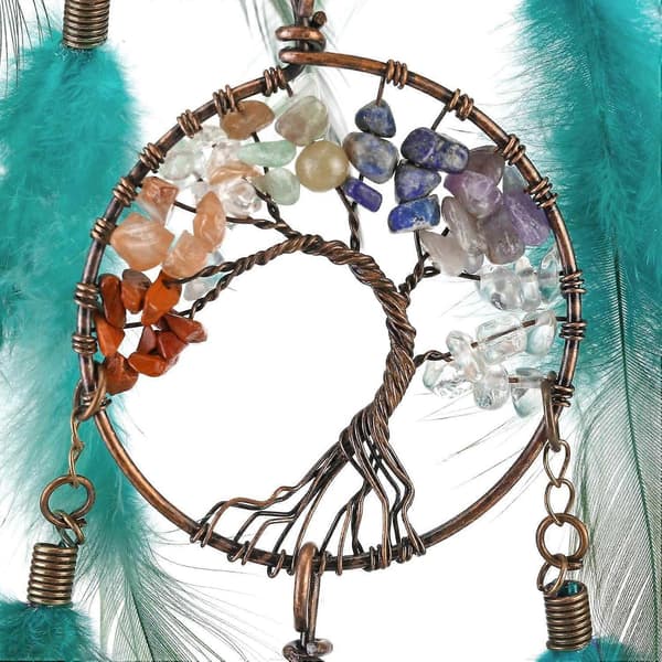 7 Chakra Livets Træ Drømmefanger, Boho Fjer Drømmefanger Vægkunst Feng Ornament