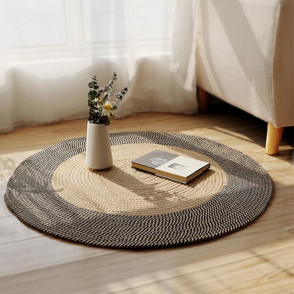 Japansk stil vevd teppe Rund gulvmatte Enkel sofabordmatter Soverom Stue Sofagulv
