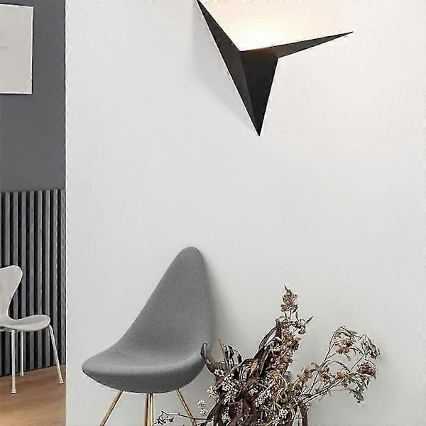 Flkwoh Væglampe Indendørs Led 3w, Kreativ Trekant Form Sort Væglampe 3000k Varm Hvid Moderne Metal Væglampe Til Soveværelse Stue Trappe