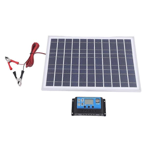 30W 12V Solpanel Batterilader + 40A Controller til RV Bil Båd Hjem Camping