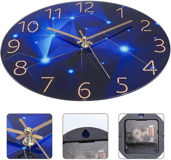 Modern Tyst Kvarts Väggklocka 30cm Batteridriven, För Sovrum, Hem, Kök, Kontor, Stjärnklar Himmel