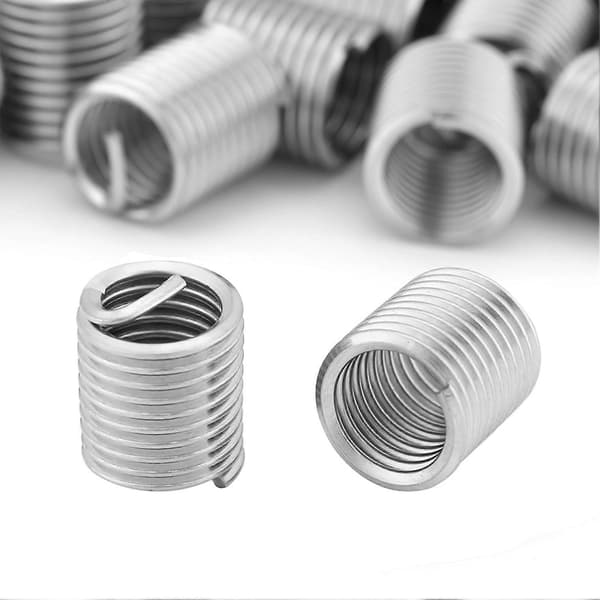 100 stk. rustfritt stål SS304 spiralformet gjengeinnsats M8 x 1,25 x 2D lengde