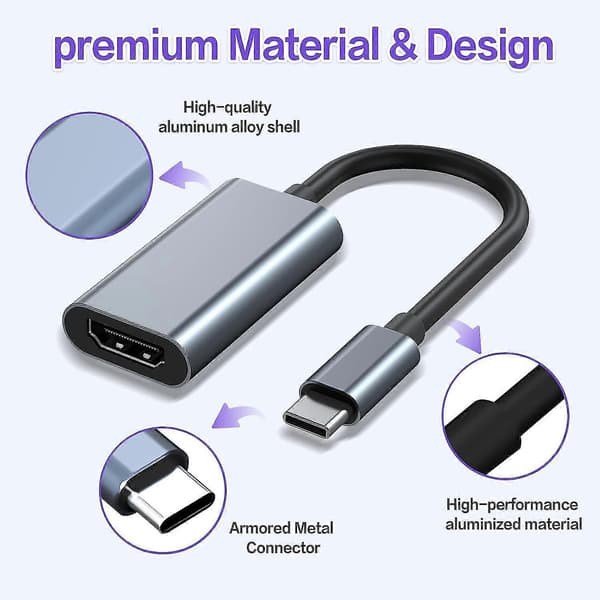 USB C - HDMI -sovitin, Mini HDMI Type C -sovitin Thunderbolt 3:een ja yhteensopiva MacBook Pro/Airin kanssa