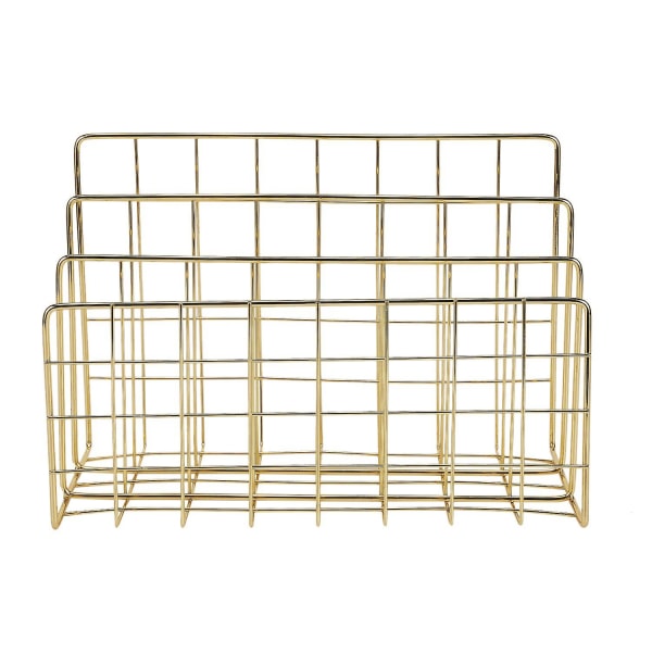 Nordic Style Iron Art Grid Oppbevaringsstativ Bokholder Trelags Desktop Magasinhylle Hjem Organiz