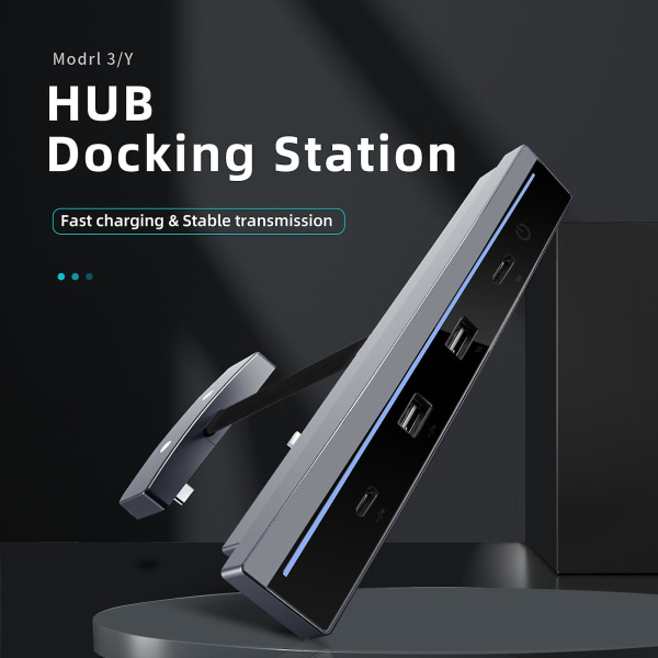 Dockingstation Usb Shunt Hub-dekorationstilbehør til Model 3 Model Y