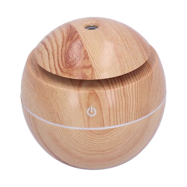 Soppformet Mini Luftfukter 130ml USB Tåke med Ambient Nattlys Trestrukturdesign