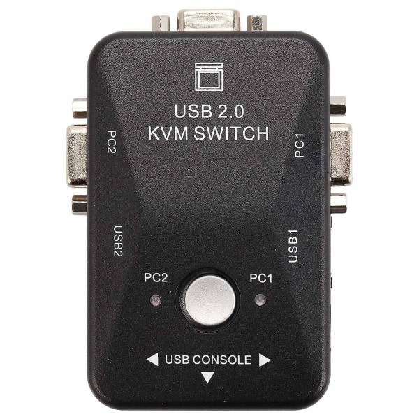 USB KVM-switch 2-ports VGA SVGA Switch Box USB 2.0 Mus & Tangentbord 1920x1440 Switch Box