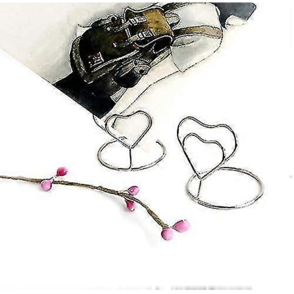 20 stk. hjerteformede mini bordkortholdere bordnummerholder stander tråd billedfoto displayholder memoklips