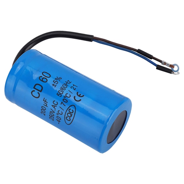 Driftskondensator 200uF 250V AC med ledning - Ideel til motor og luftkompressor