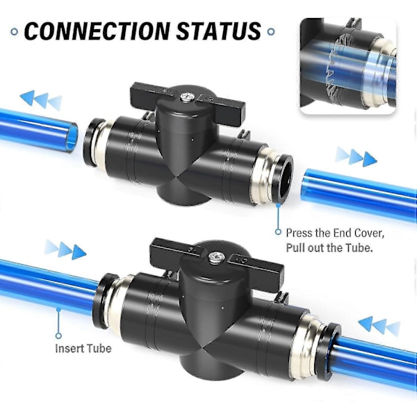 Dele 6mm Udvendig Diameter Pneumatisk Kugleventil, Trykstyret Ventiltilbehør (buc6-stik)