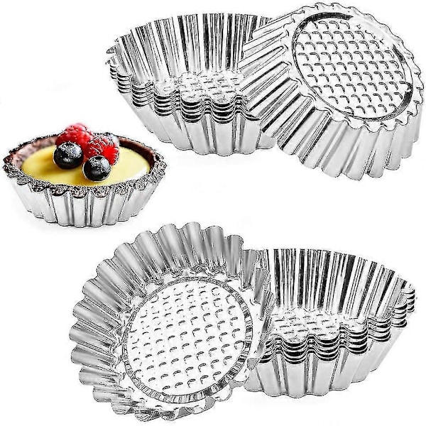20 stk. Cupcake Form, 9,4 cm Rustfrit Stål Mini Tærte Cupcake Kage Muffin Form Blik Pande Bageværktøj