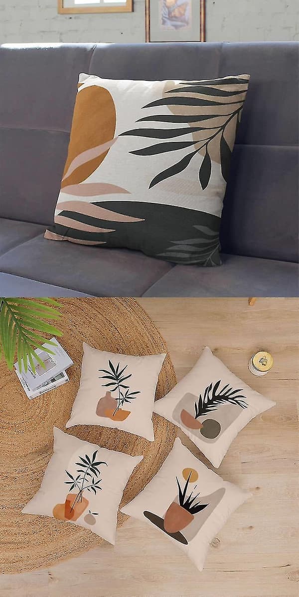 Vind Abstrakt Ansikte Blomma Kuddfodral Blomma Löv Graffiti Kudde Bil Kudde Fodral 2st Fallna Löv