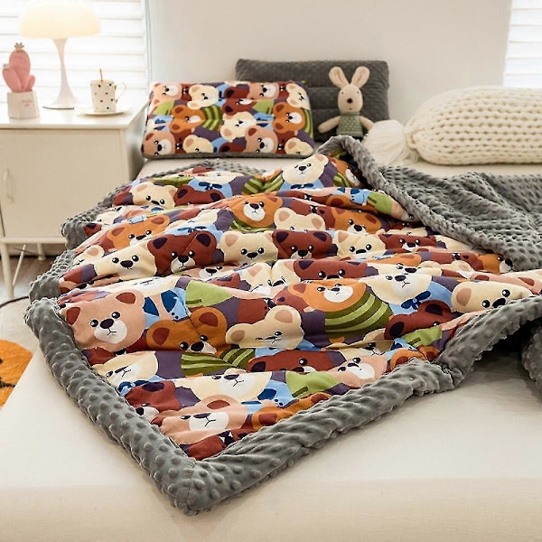 Tyngdfilt för barn, 100% bomullsfilt med pärlor, vändbar tung filt för barn, 99x150 cm