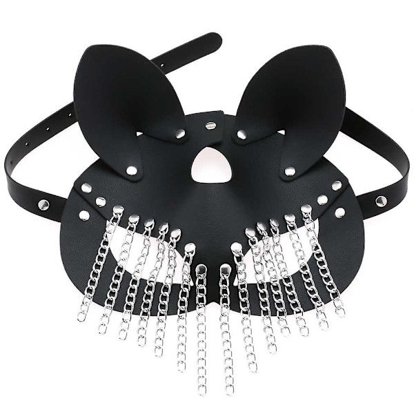 Naisten seksikäs naamio, tupsut, puoli kasvot, kettu, cosplay, nahka, seksi naamio, Halloween-juhlanaamio, naamiaiskoulu, hienot naamiot, punk-kaulus