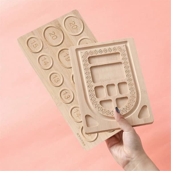 DIY Pärlverktyg Smyckesdesignbricka Massivt Trä Smyckesdisplaybricka Förvaring Pärlbricka Bambu och Trä A