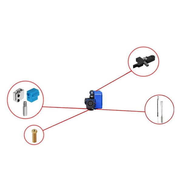 Munstycke Extruder Kit med Silikonfodral Termistor Uppvärmningsrör Hals för Genius/ X1 3D-skrivare