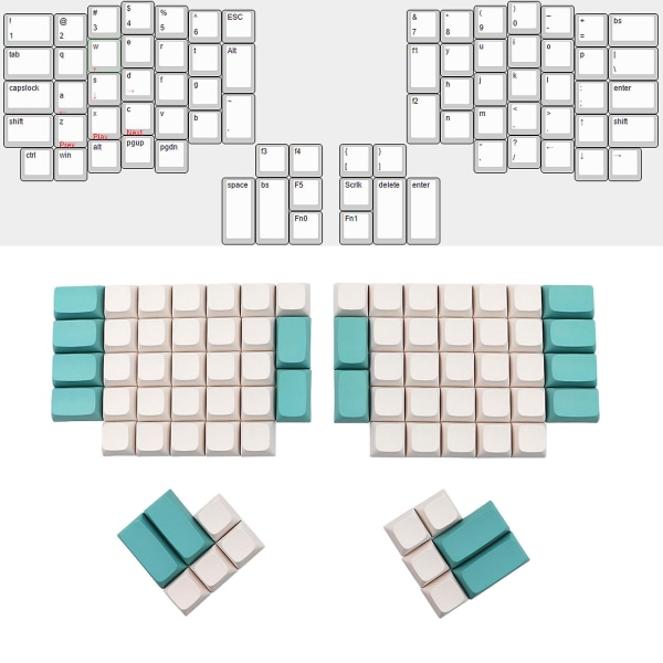 76 stk PBT Blanke Tasthetter Ergodox Mekanisk Spilltastatur XDA Profil For Key C