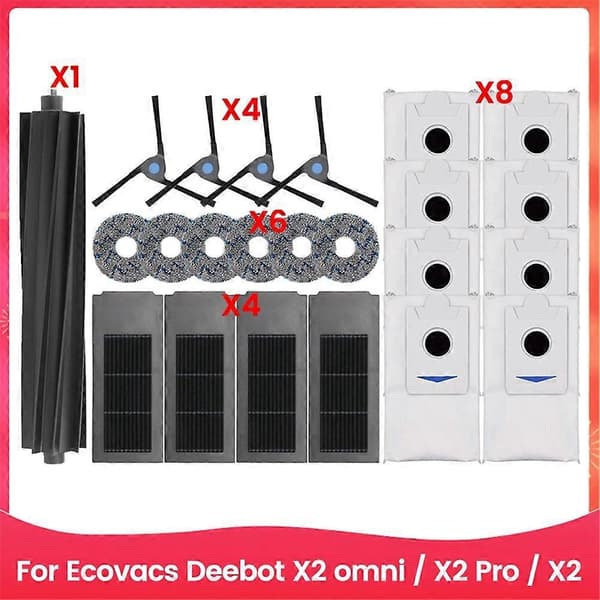 Til X2 Omni / X2 Pro / X2 Robotstøvsuger Tilbehør Hoved Sidebørste Hepa Filter Moppeklud Støvpose P