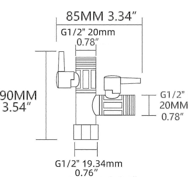 3-vejs ventil 1/2 T-forbindelse håndbruser og overheadbruser bruserarm 3-vejs messing aflederhane adapter høj kvalitet