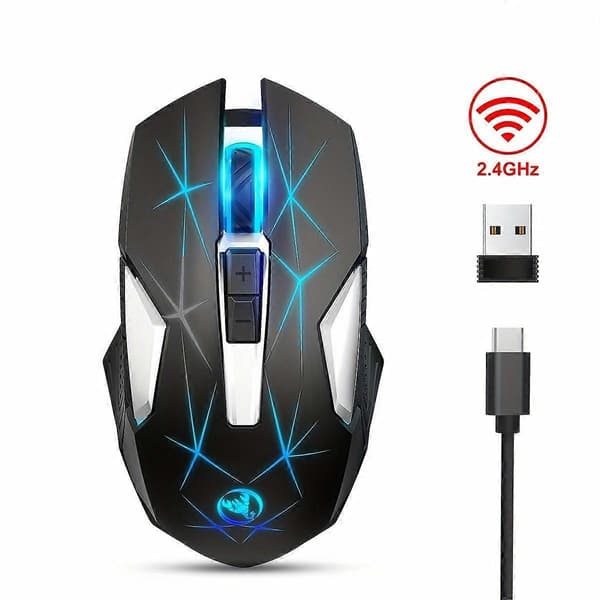 2.4G Trådløs mus 2400dpi Farvelys USB Plug and Play Mus Egnet til Hjemmespil Kontorcomputer