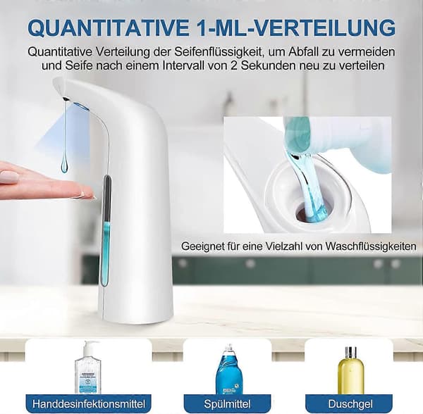 Automatisk tvåldispenser 400ml vit 70*113*214mm