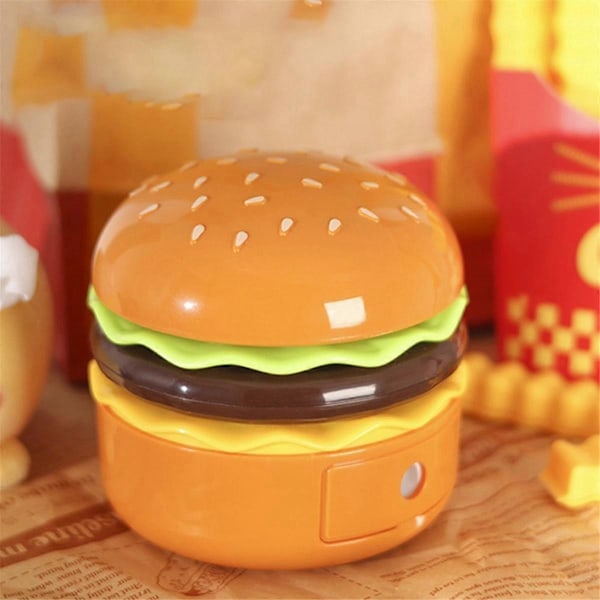 Sød Skrivebordslampe til Børn, Genopladelig Hamburger Lille Skrivebordslampe med Justerbar Hals Touch-kontakt med Blyantspidser
