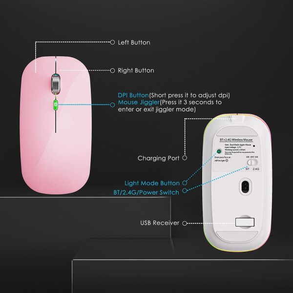 Mus Jiggler Anti-dvale Auto-flytt markør Virtuell trådløs Bluetooth-mus Hindre datamaskin Loc