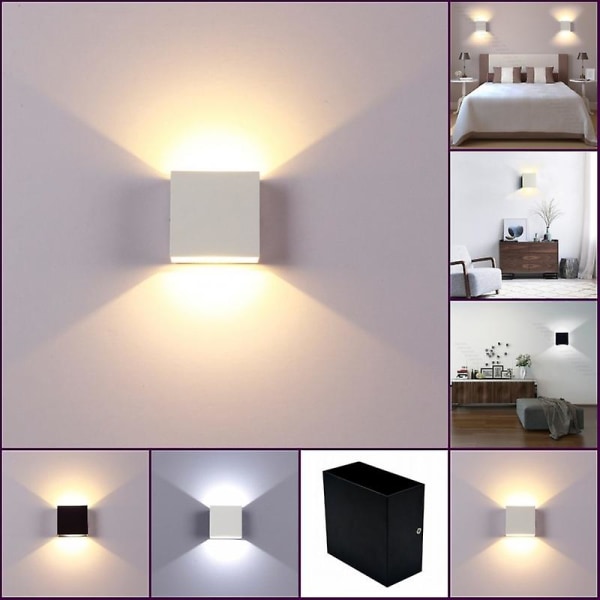 Væglampe Moderne Sconce 6w 90v-260v Led Op Og Ned Indendørs Lampe Belysningsarmatur Lys Oplighter Downlighter (hvid 1stk)