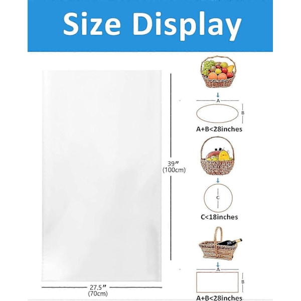 Stora Cellofan Presentpåsar - 70x100 cm med Rosetter