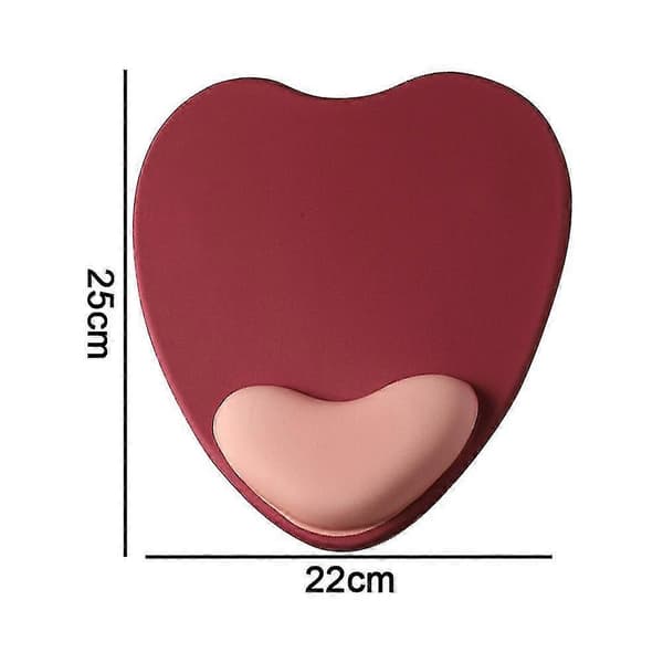 Ergonomisk hjerteformet musematte, med gel, sklisikker for hjemmekontorbruk