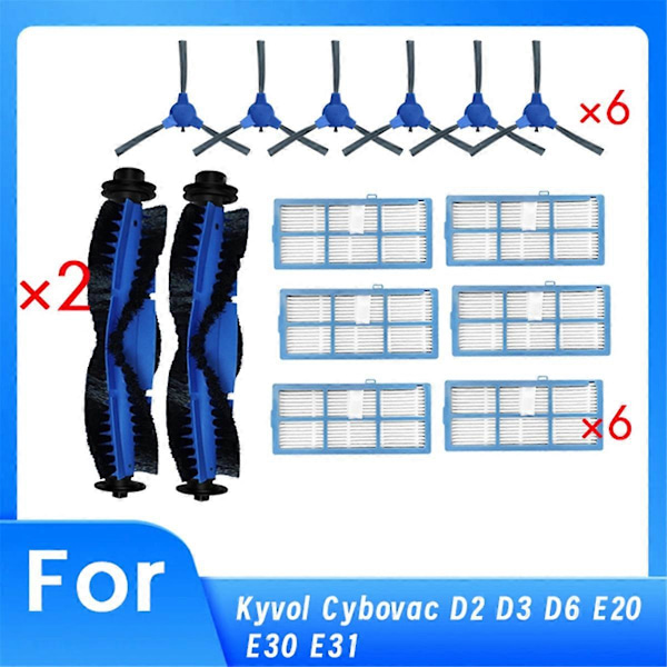 Ersättningsdelar för Kyvol Cybovac D2 D3 D6 E20 E30 E31 Huvudborste Sidoborste HEPA-filter Moppduk Ultra D