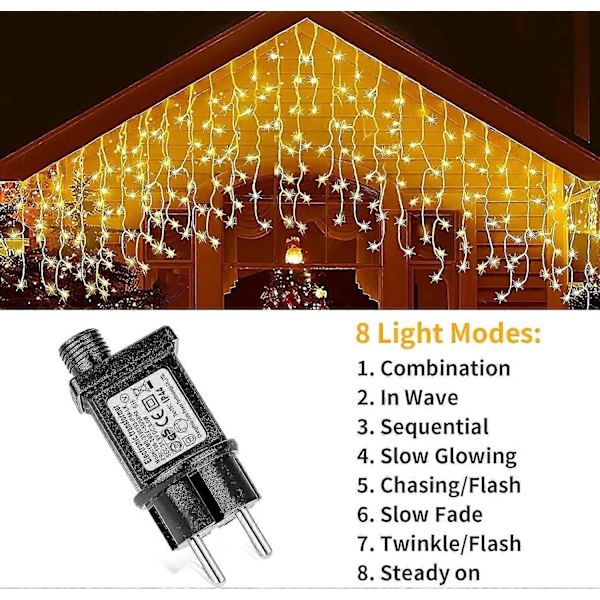 2 stk. Transformer 31V 6W LED Strømforsyning, Lavspændingsadapter Blinklys IP44 med 8 Tilstande, Timer og Hukommelsesfunktion til Julelys