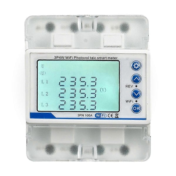 3-fas 380V 100A Tuya WiFi Smart Bi-Directional KWh-mätare Över- och Underspänningsskydd Relä Switch