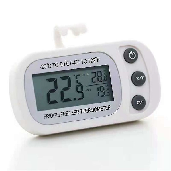 Elektronisk digitalt køleskabstermometer LCD-skærm fryser temperatur med krog høj & lav -20c til 50c