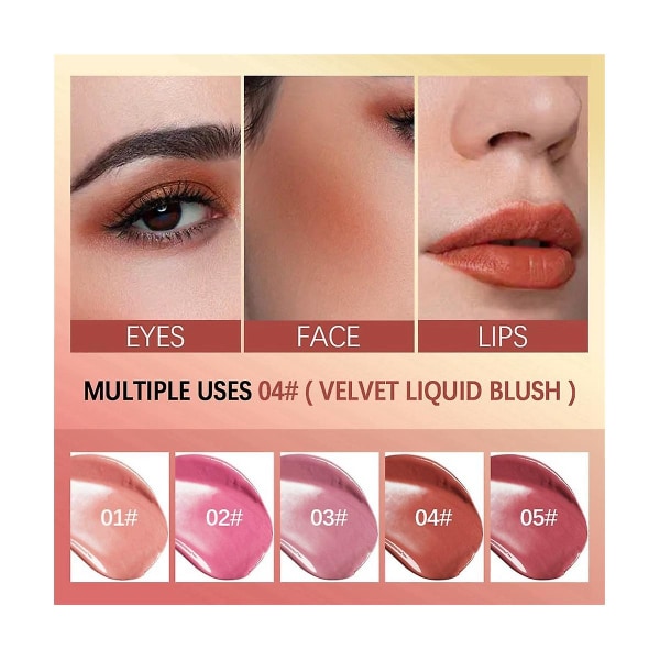 Velvet Liquid Blush Långvarig Vattentät Svettfast Non-blekning Naturlig Cheek Moisture Color Blush