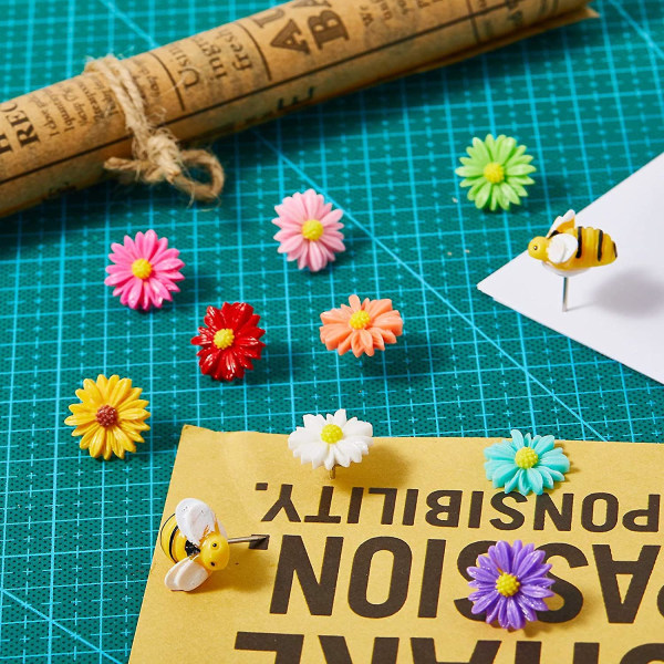 60 stk Blomster Pushpins Thumbsticks Søte Dekorative Pins For Whiteboard, Corkboard, Bulletin Board