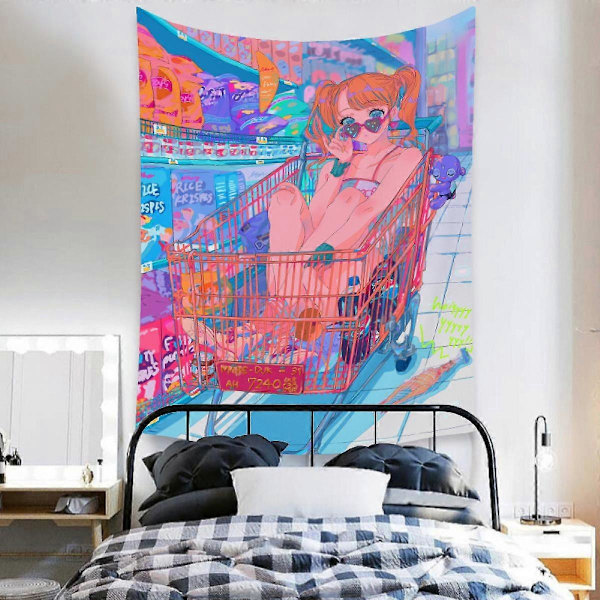 Wekity Anime Tapestry Æstetisk Kunst Hjem Baggrundstof Dekoration Gave Boho Tapestry til Stue Soveværelse Dekoration (614-28, 51 X 59 tommer)
