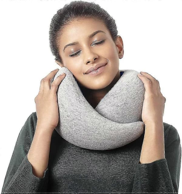 Lyxig resekudde med memory foam | Flygplanskudde, bilresekudde, nackstöd (midnattsgrå) Shikai