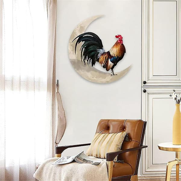 Metall Väggdekoration Skylt Tupp Måne Väggdekor Vägg för Bondgård Hem Trädgårdsdekor