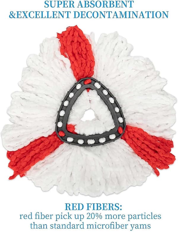 Moppehode-erstatning Kompatibel med Vileda 2-i-1 Turbo Mop, Erstatningshode, Mikrofiber (Rød, 3-pakning)