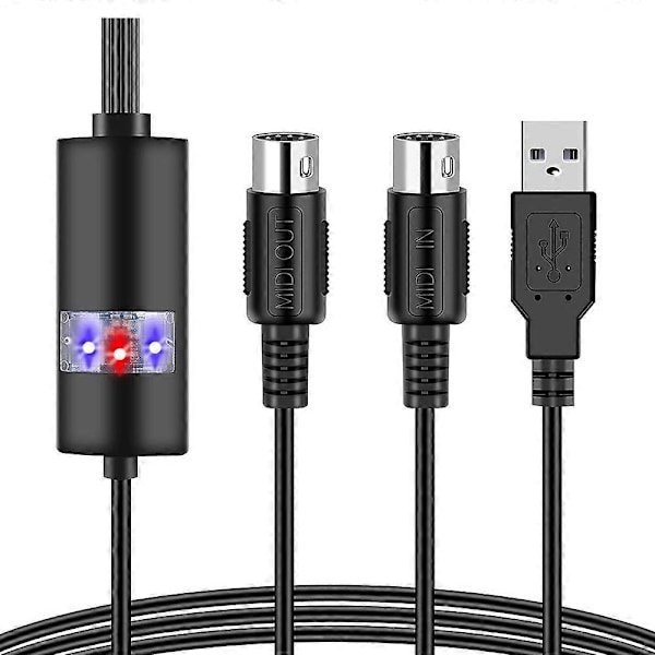 USB MIDI Kabel MIDI til USB Kabel Adapter Konverter Tilslut Klaver Keyboard til PC/Laptop for Redigering&