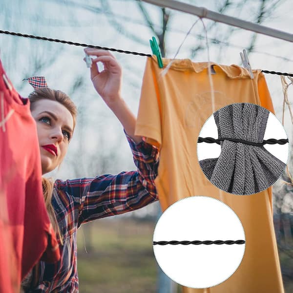 Bærbar tørresnor til camping, vandreture, strand - 2 stk., 1,5 m (Sort)