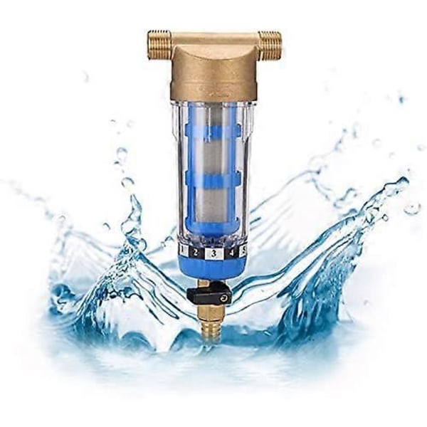Gjenbrukbart Spin-Down Sediment Vannfilter - Vannfilter - Eksternt Gjenget Sediment Forfilter for Fontene Vannslange - Sedimentfilter (3/4\" Mann Thr